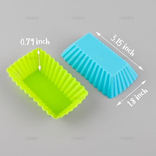 Auear, Silicone Mini Reusable Muffin Baking Cup Small Cupcake Holders Random Color Silicone Cupcake Liners Pastry Dessert Cups (24 Pack, Rectangle Cups) #TOP1