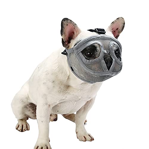 Short Snout Dog Muzzle Mesh Nylon Muzzle To Prevent Biting Barking Shih Tzu Muzzle Soft Breathable French Bulldog Pug Muzzle Training Pets Dog Mouth Cover Mask Adjustable for Large Medium Small Dog