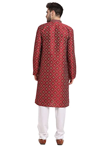 Image of Jompers Mens Coller Embroidered Printed Kurta Pyjama.
