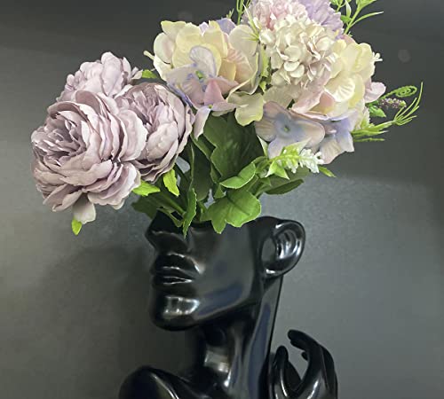Semeid Modern Head Vase Statue Planter Pot,Greek Bust Head Flower Vase,Resin,Lady Face Pots For Plants Decoration (Black) #TOP3