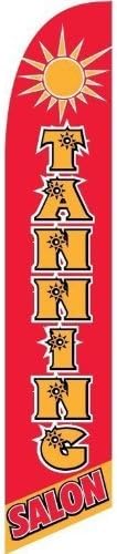 Windless Full Sleeve Swooper Flag TANNING SALON Red Orange Sun Graphic