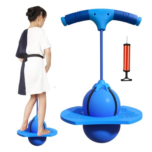 Juguete de salto y portátil con mango y bomba de inflado | Bola de equilibrio para exterior, interior, fiesta, cumpleaños, gimnasio, zona de juegos,