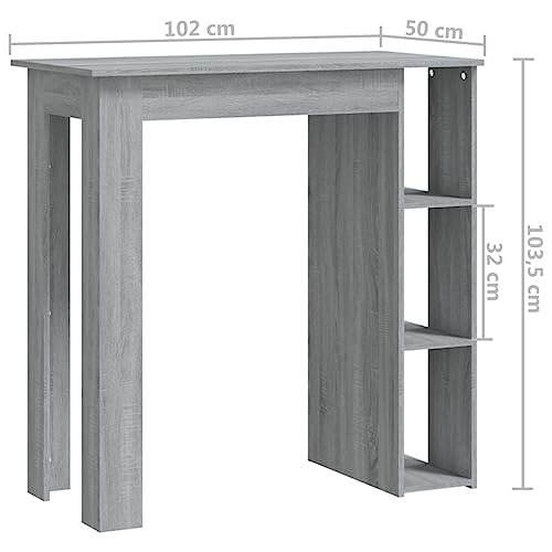 Table haute avec 3 étagères de rangement pour cuisine - 3