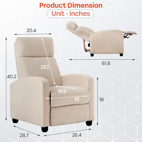 Sillón reclinable textil beige confortable miniatura 3