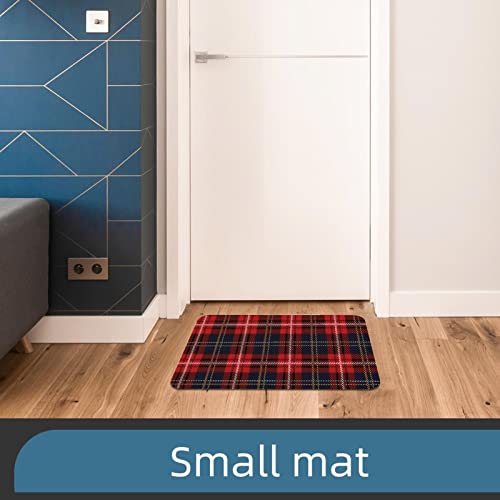 Lorvies Tartan Plaid Red Navy Blue Pattern Indoor Door Mat, Non-Slip Absorbent Doormat Inside Floor Mats Area Rug For Entryway, Machine Washable Entrance Rug Outdoor 20X47 #TOP4