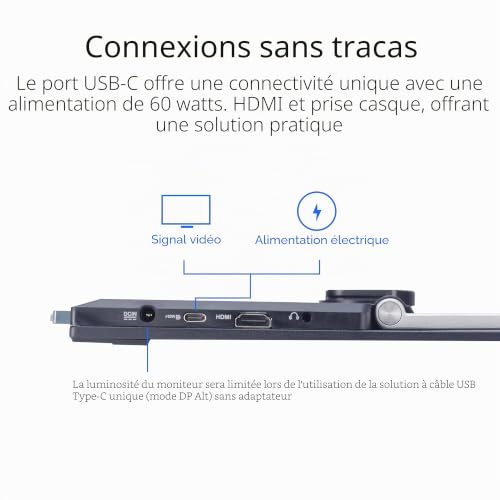 ASUS ZenScreen 22" (21,5" Visible) 1080P Moniteur Portable (MB229CF) - Full HD, IPS, 100Hz, USB-C PD 60W, Haut-Parleur, Poignée de Transport, Béquille, Bras de Serrage C, Crochet de partition