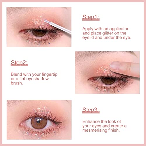 Erinde Liquid Glitter Eyeshadow, Under Eye Shadow Bling, Pigmented, Long Lasting, Quick Drying, Easy To Apply, Loose Glitter Glue For Crystals Korean Eye Makeup, 02# #TOP4