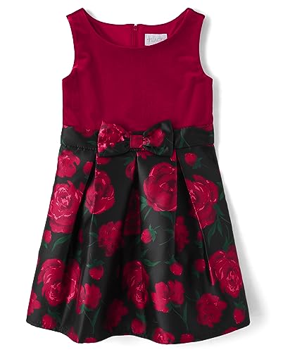 The Children's Place Girls' Sleeveless Holiday Dressy Dress, Berry Jam Floral, 14