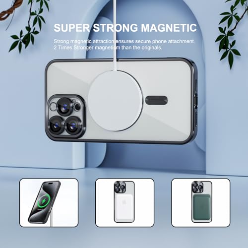 Image of Misea Magnetic for iPhone 16 Pro Case Compatible with MagSafe Black | [Never Yellowing] [Military Drop Protection] Full Camera Lens Protector Plating Soft Clear Phone Case for Women, Black