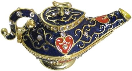 Deep Blue Genie Lamp Bejeweled Collectible Trinket Jewelry Box