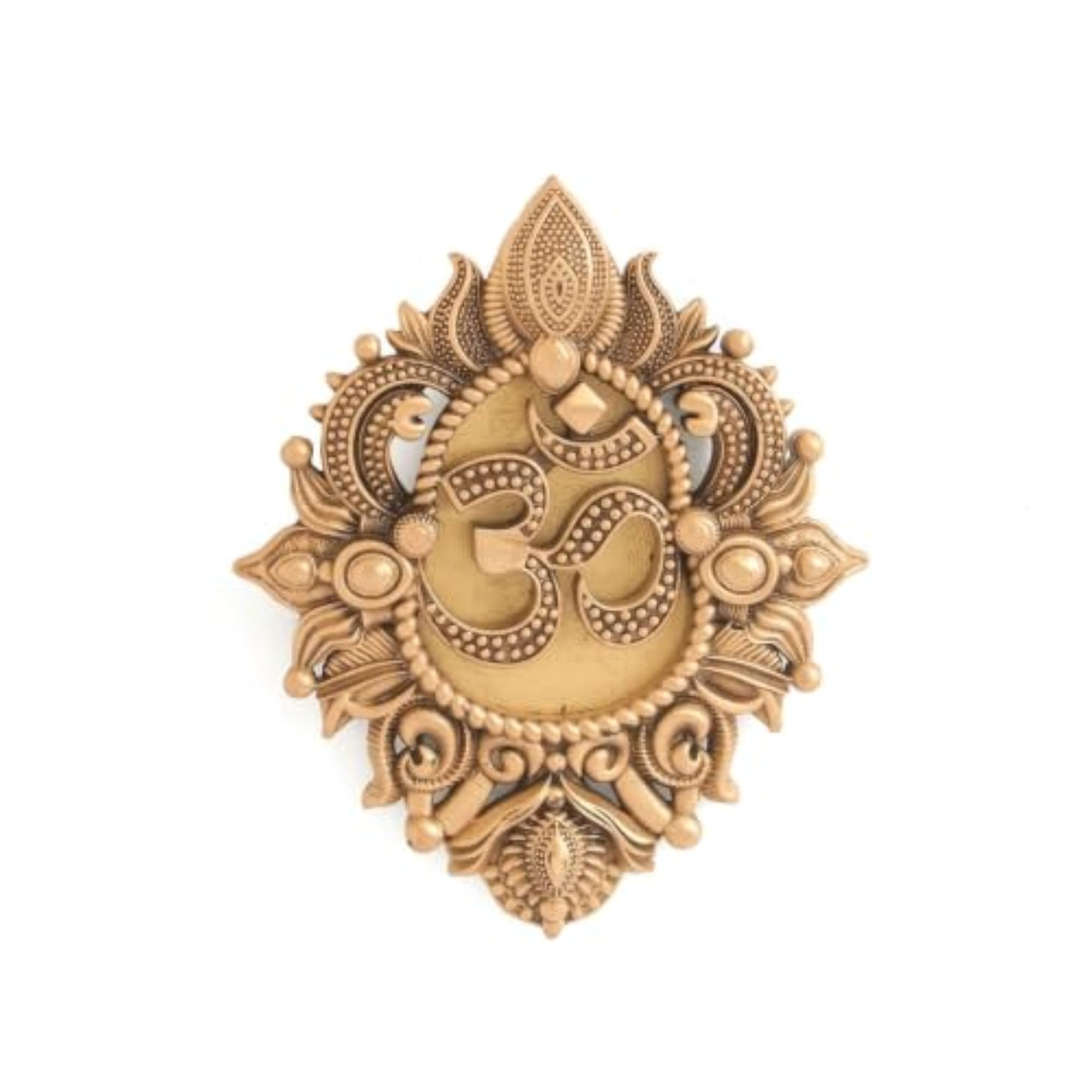 Antique Gold Brass Om Mandala Brooch for Men