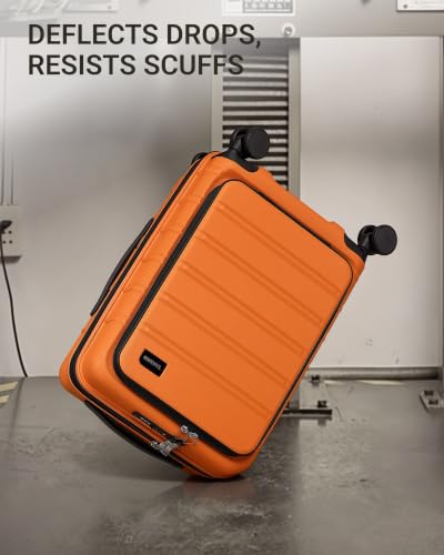 Image of TAKUMI Suitcases with Wheels, Expandable Carry on Luggage, Orange, 20 Inch | Airline Approved for Travel, Business Trip, Front Pocket, Impact Resistant Hardshell, 360 Double Spinner Wheels, TSA Lock