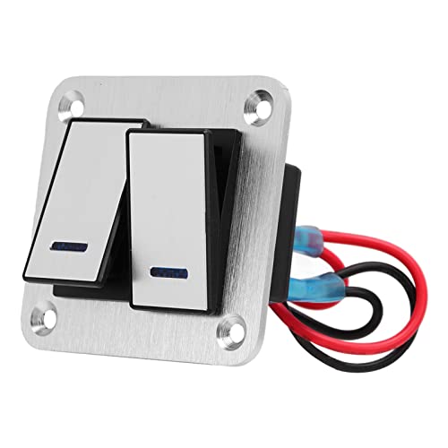 KOSDFOGE Painel de interruptor basculante com 2 interruptores LED azul 12V 24V à prova d'água liga