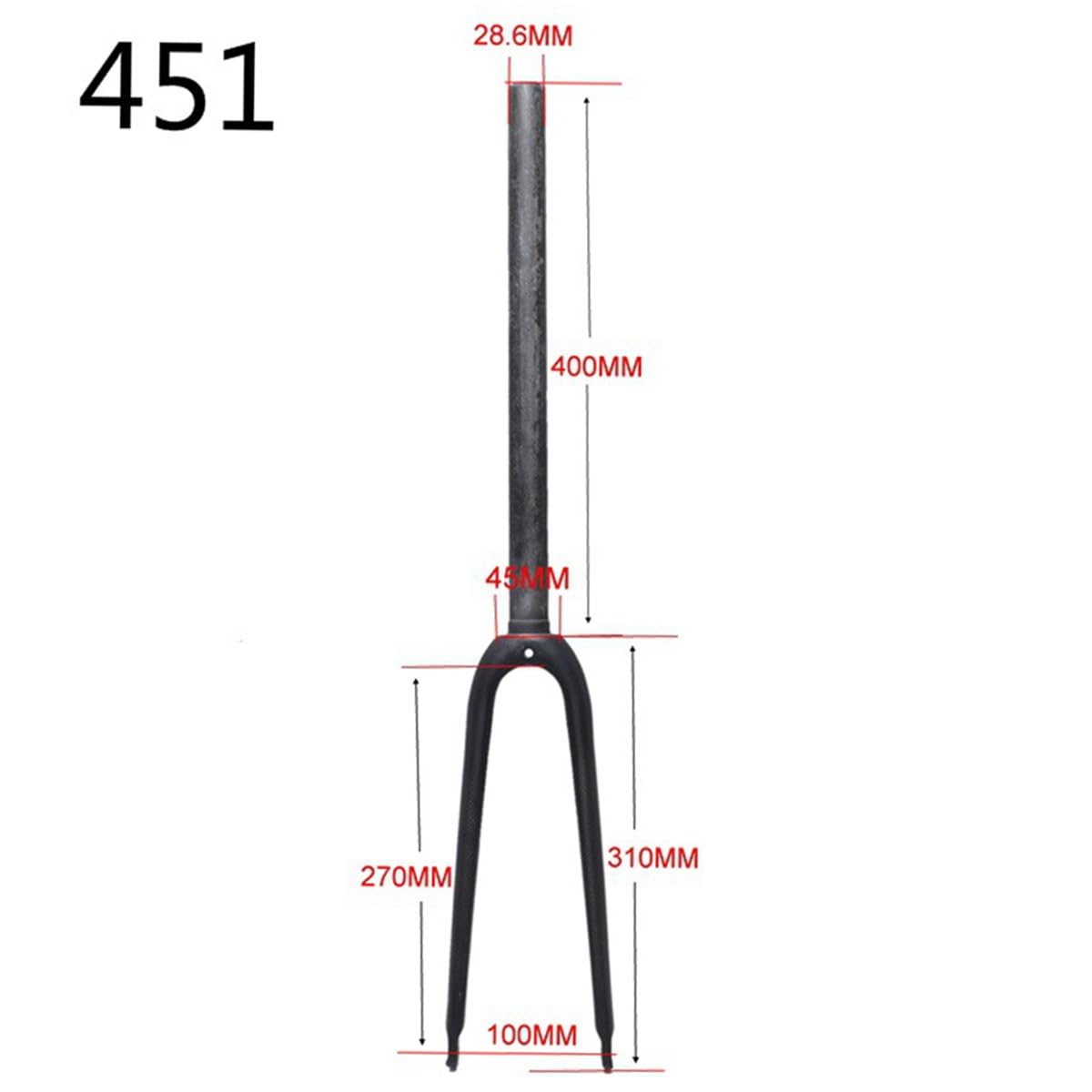 14/16/18/50.3 cm składane sztywne widelce z włókna węglowego QR 9x100 mm hamulec C BMX przedni 1-1/20.3 cm prosty rurowy ultralekki widelec rowerowy (kolor: czarno-matowy, rozmiar 40.6 cm)