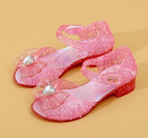 Princess Sandals Jelly Shoes for Girls, Snow Queen Little Girls Toddler Glitter Dress Flats with Bow Birthday Frozen Inspired Party Cosplay Costumes3
