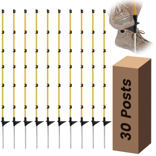 Step-in Electric Fence Posts 30‑Piece Portable Fiberglass Set