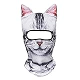 JIUSY Animal Ears Balaclava Face Mask Breathable Hood Outdoor Sports Motorcycle Cycling Ski Halloween Party American Shorthair Cat MEB-05