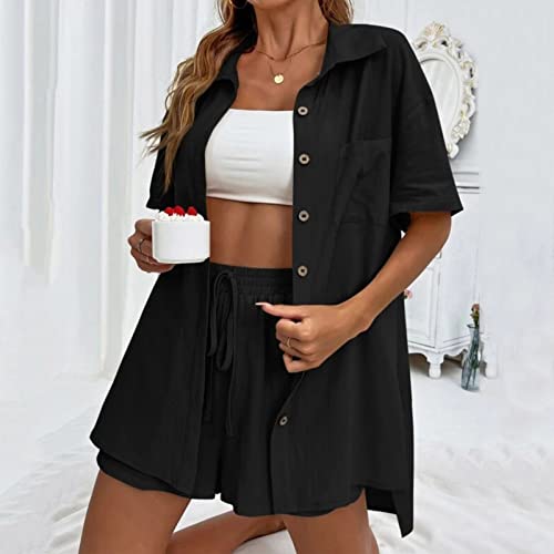 Conjunto de 2 peças de agasalho feminino de manga curta, zíper frontal, cintura elástica, conjunto d