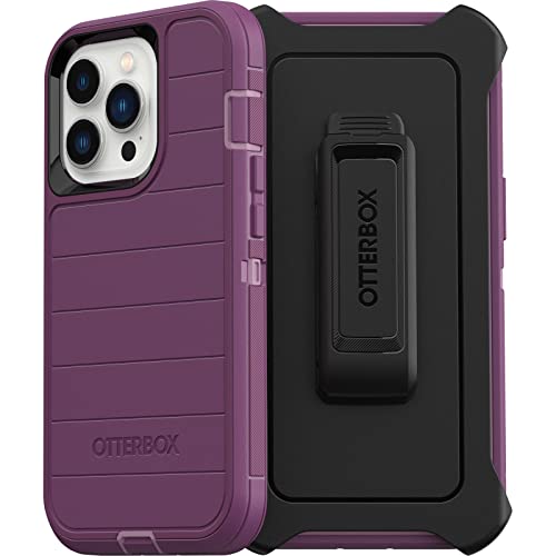 OtterBox iPhone 13 Pro (ONLY) Defender Series Pro Case - Happy Purple screenless Rugged & Durable with Port Protection Includes Holster Clip Kickstand