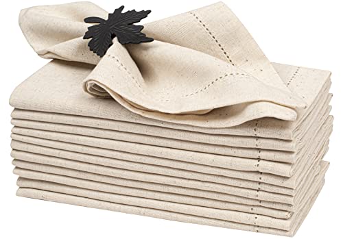 Flax Linen Cotton Cloth Dinner Napkin 20"X20" With Holes Natural,Wedding Napkins,Cotton Napkins Mitered Corners,Machine Washable Dinner Napkins,Linen Napkins Set Of 12|Table Napkins,Boho Cloth Napkin #TOP4
