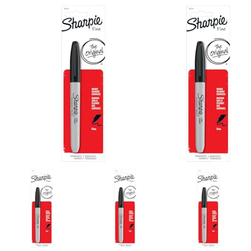 Image of SHARPIE Fine Point Permanent Markers, 1 Black Marker (30101PP) (Pack of 5)