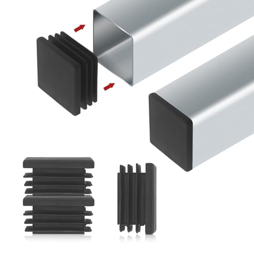 Image of 32 Pcs 1-1 /3 Inch Square Tubing End Caps, Plastic End Caps Insert Finishing Plug for Chair Legs, Pipe Post, Table Legs (Black, 35x35mm)
