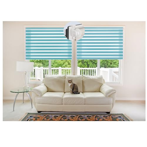 Duo Rollo ohne Bohren 35 x 120 cm Einfache Installation, Sonnenschutz Tag Und Nacht Duo Rollo Größe und Farbe wählbar für Tür & Fenster, Himmelblau