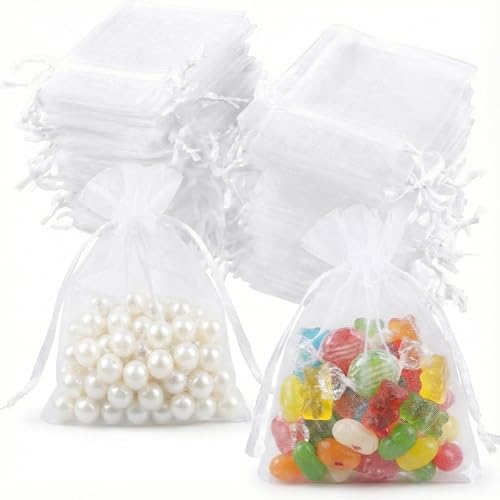 Carehabi Organzasäckchen 100 sacchetti in organza, 7 x 9 cm,