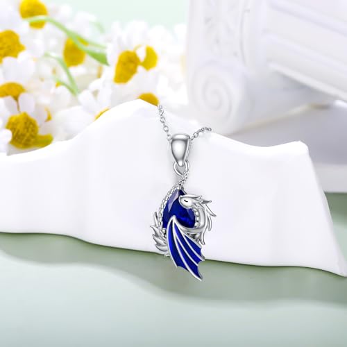 LONAGO Dragon Birthstone Necklace Wyvern Dragon Pendant Necklace Gift for Women2