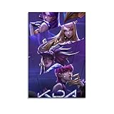 Ratdode Ahri Akali Evelynn Kai Sa KDA Poster Canvas Wall Art Painting Wall Decor 08x12inch(20x30cm), Unframe-style