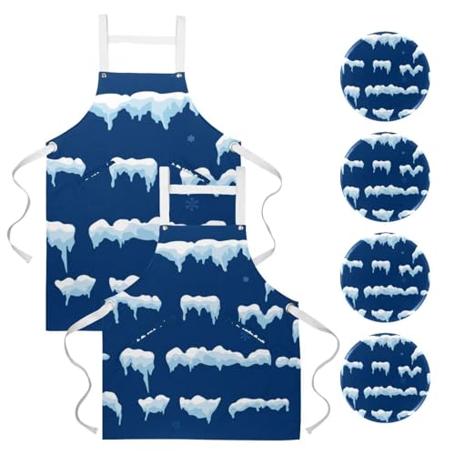 Tablier de cuisine pour pâtisserie et bistro avec motif de neige