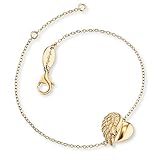 Engelsrufer® edles Armband für Damen in silber vergoldet, goldene Armkette mit Herz für Frauen, dünner silberner Armreif vergoldet