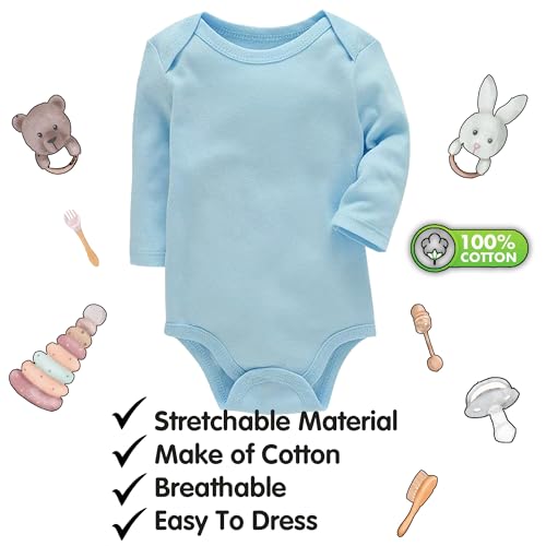 Vous & Moi Organic Comfort | 5-Pack Unisex Baby Long Sleeve Bodysuits for Girls & Boys4