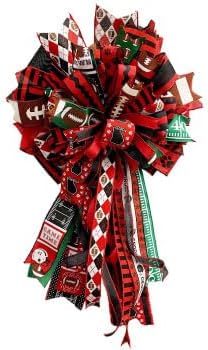 Craig Bachman 2.5" x 10yd Footballs on Royal Burlap Ribbon, Wired Edge - Red & Brown Striped Sports Decorative Ribbon for Game Day Wreaths, Tailgate Decor, Bows & Tailgate Party Supplies image 4