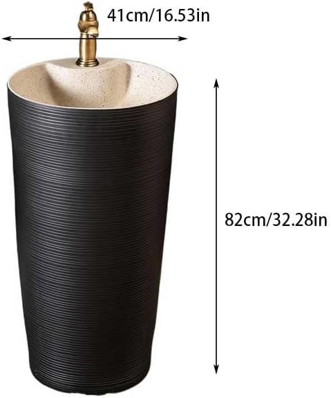 Bathroom Countertop Vessel Sink Household Pedestal Sink Wash Basin Ceramic Floor-standing Vertical Pedestal Sink Vanity