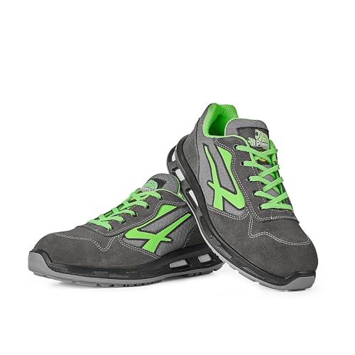 U-Power Red Lion Point, zapatos de seguridad unisex, ligeros, flexibles, de cuero antipinchazos, con inserto Infinergy, con puntera de aluminio - Grey & Green 39 - imagen 5