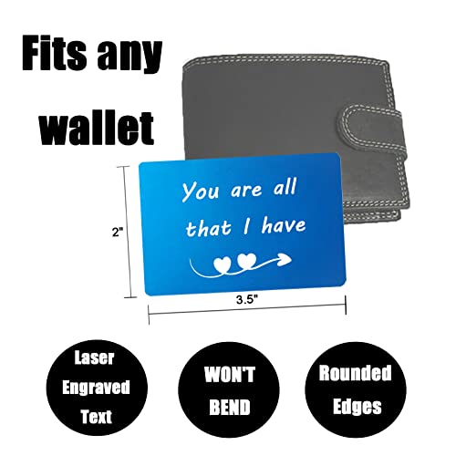 Personalized Wallet Insert, Custom Metal Cards with Photo Message Engraved, Anniversary Cards Gift for Husband, Dad, Boyfriend Double-Sided Text 1PCS2