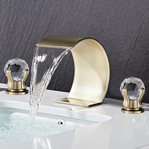 Mitigeur cascade de salle de bain double poignée laiton gris