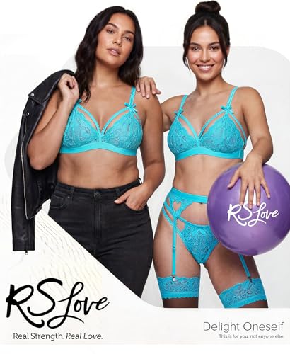 Image of RSLOVE Women Lingerie Set with Garter Belt | Heart Cutout Lace Design, Adjustable Fit, Soft Stretch Fabric, 3 Piece Romantic Lingerie Set