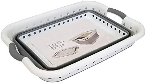 Janoon LARGE COLLAPSIBLE LAUNDRY BASKET LARGE FOLD ABLE POP UP CLOTHING WASHING SPACE, MULTI PURPOSE BIN STORAGE KITCHEN GARDEN GREY WHITE