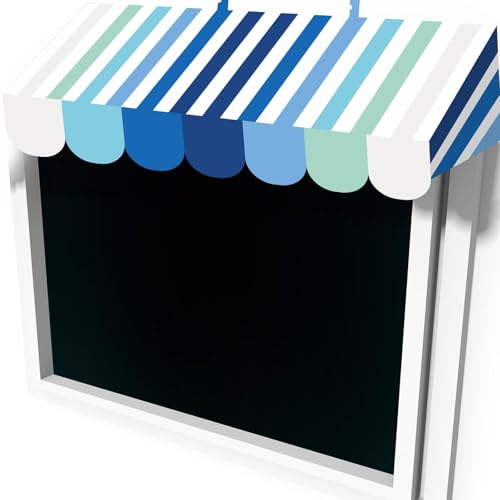 Image of Tallew 4 Pcs 3D Circus Awning Wall Decoration Carnival Awning for Halloween Carnival Theme Party Classroom Decorations(Blue and White)