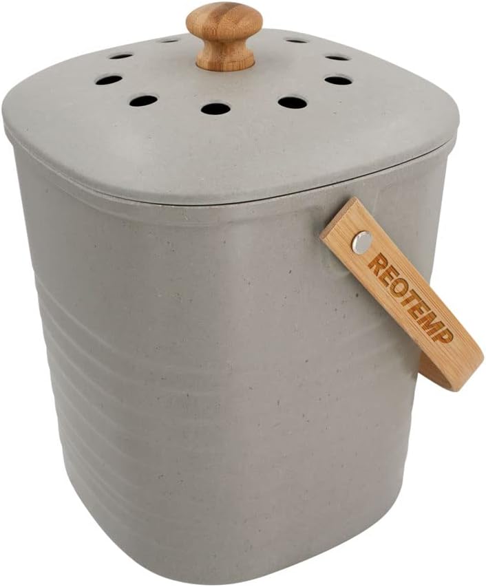 Bamboo Fiber Kitchen Compost Bin (Grey)