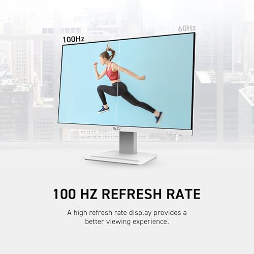 MSI 24” IPS FHD (1920 x 1080) Non-Glare with Super Narrow Bezel 100HZ 1ms 16:9 with Tilt Stand - White (Pro MP243XW) by MSI - Image 3