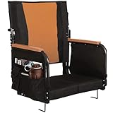 behairity Extra Wide Stadium Seats with Back Support, Bleacher Chairs with High Back and Cushion, Padded Portable Fording Bleacher Seat with Armrests, Cup Holder and Storage Pockets (Orange)