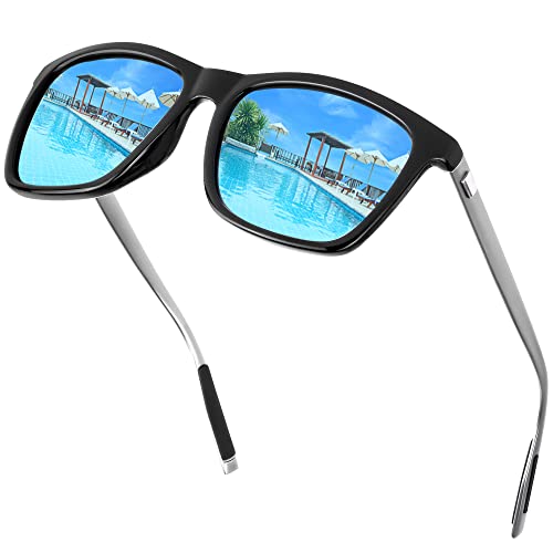 GIMDUMASA gafas lentes de sol retro vintage polarizadas para hombres de mujer GI777 (Montura negra con lente azul) Cover