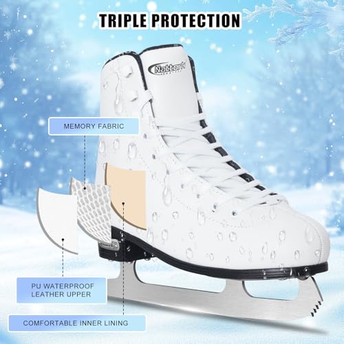 Nattork Womens Figure Ice Skates,Recreational Ice Skates with Stainless Steel Blade,Lace Up Adult Figure Skate Ice Hockey Skates for Outdoor,Figure Ice Skate Shoes for Youth and Adult