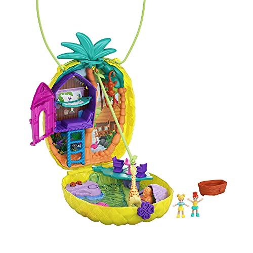 Polly Pocket GKJ64 - Ananas Tasche, tragbare Schatulle mit Zubehörteilen & GKJ46 - Kaktus Reiterhof Schatulle mit 2… – Bild 3