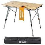 NATURBUMMLER Campingtisch klappbar höhenverstellbar [SOLID-LITEC+] federleichter Aluminium Klapptisch mit Anti Rostschutz - Faltbarer Outdoor Tisch Angeltisch Picknick Beistelltisch klein (L 2.0)