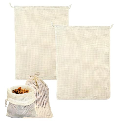 Malla Para Cocer Garbanzos, 2 Mallas De Cocción de 2Kg, Bolsa de Cocina 20x30cm, Reutilizables, Algodón, para Cualquier Tipo de Olla a Presión, Cocinar Legumbres, Verduras, Cocido