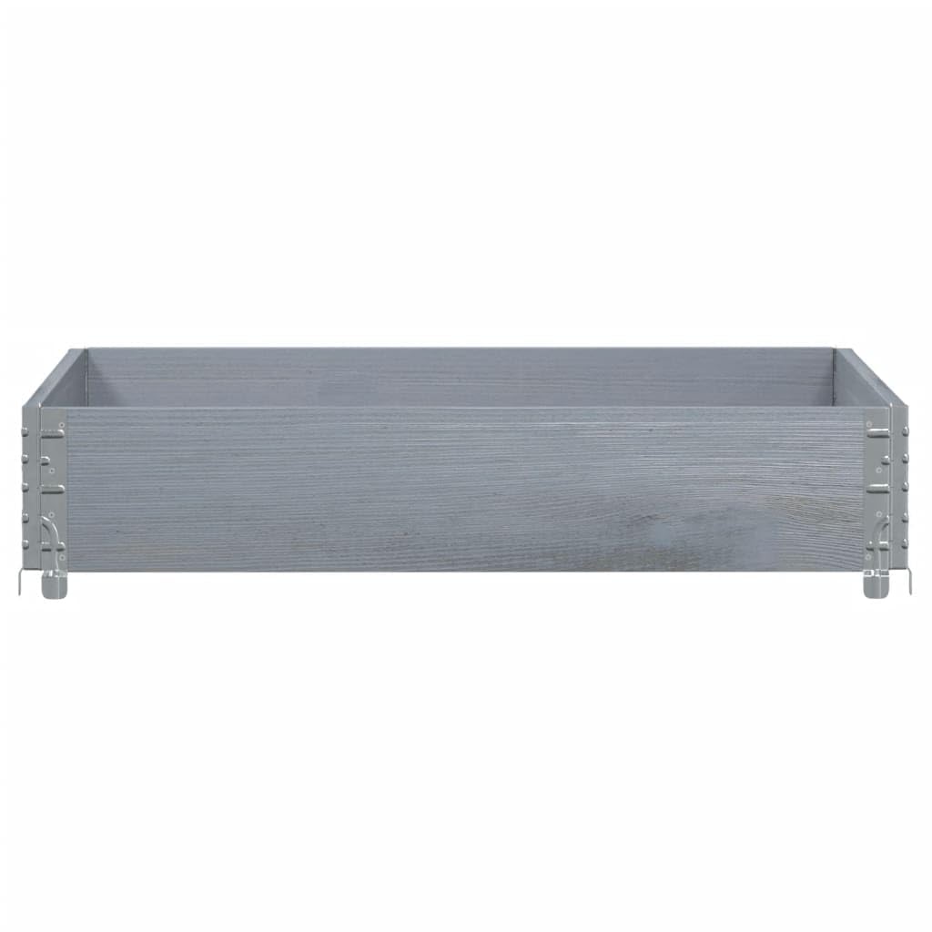 Paletten-Aufsatzrahmen Grau aus massivem Kiefernholz 100x100 cm mit klappbaren Metallecken stapelbar für Lager, Transportplattform, Logistik und Ladungssicherung im Versand und Spedition